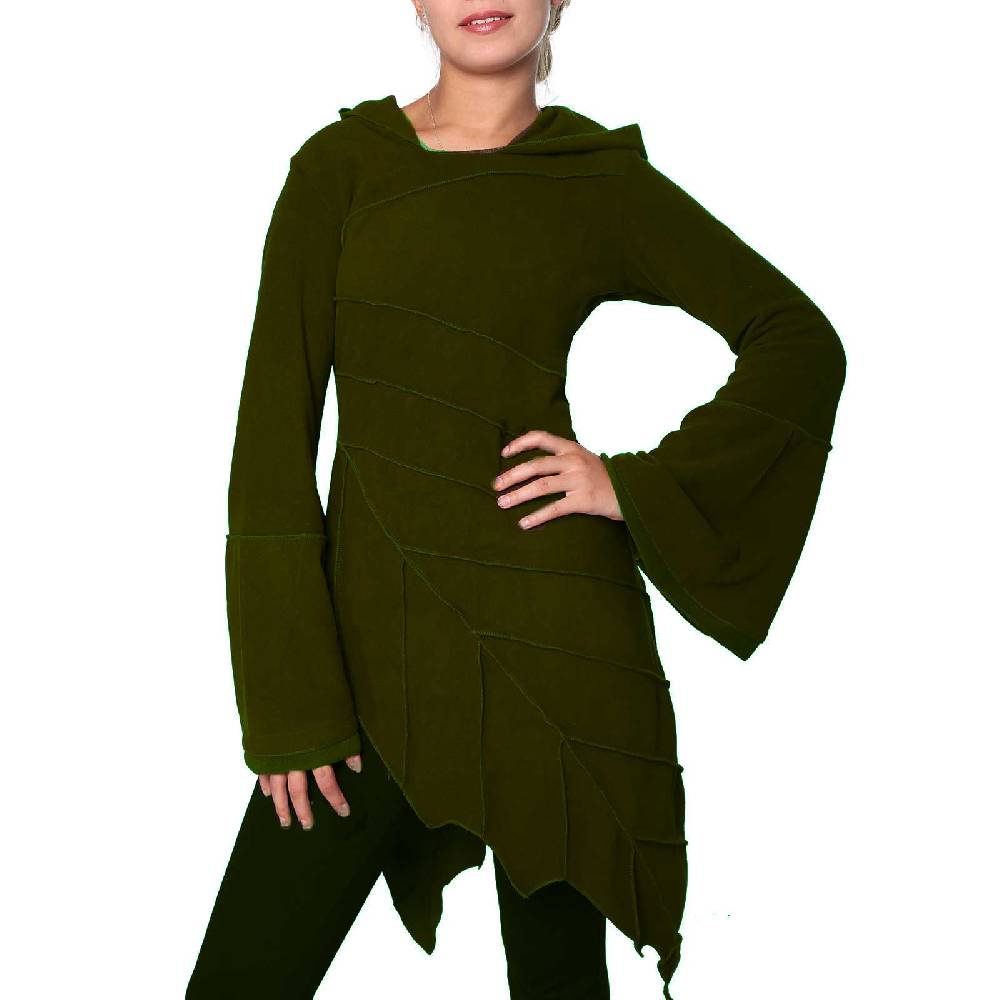 Kunst Und Magie Kunst und Magie Fleecekleid in Blattform aus Fleece mit Zipfelkapuze Fairy Goa Rabatte dieses Monats