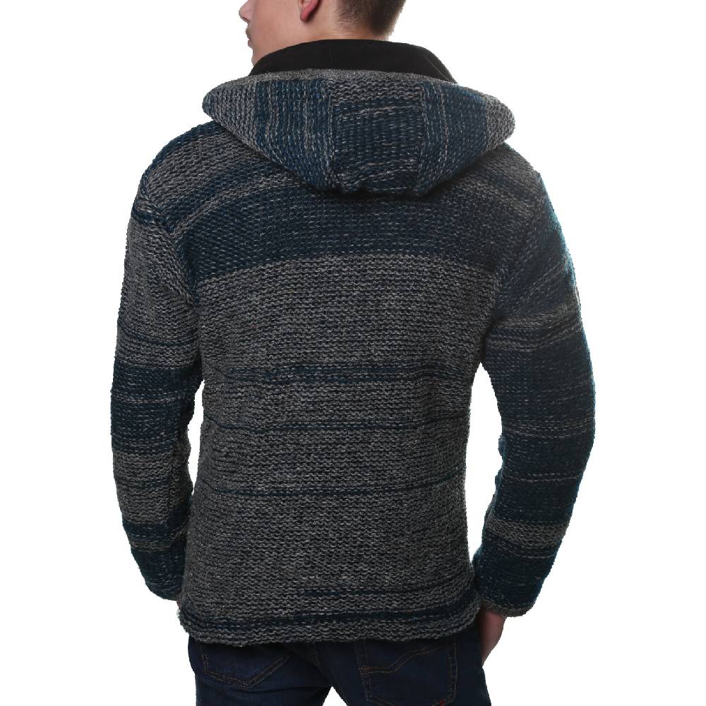 Kunst Und Magie Kunst und Magie Herren Strickjacke Fleecefutter Schurwolle abnehmbare Kapuze Auslauf