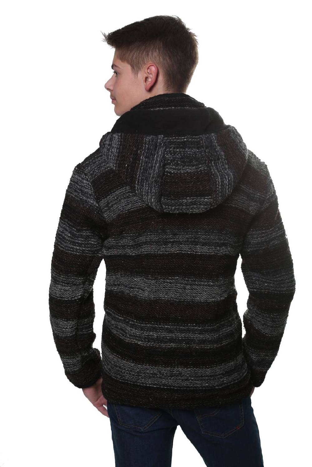 Kunst Und Magie Kunst und Magie Herren Strickjacke Wolljacke mit Fleecefutter aus Schurwolle mit abnehmbarer Kapuze Verkauf