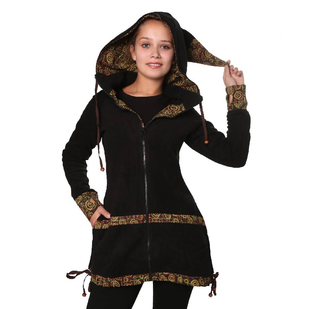 Kunst Und Magie Kunst und Magie kurzer Damenmantel aus Fleece mit abnehmbarer Zipfelkapuze Fairy Angebote