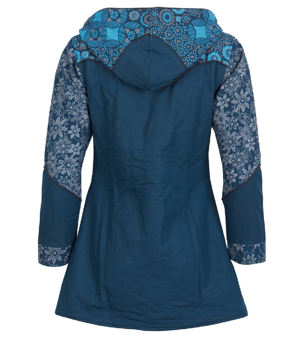 Kunst Und Magie Kunst und Magie Damenmantel mit Kapuze Blumenmuster Jacke Baumwolle Boho Flash Sale
