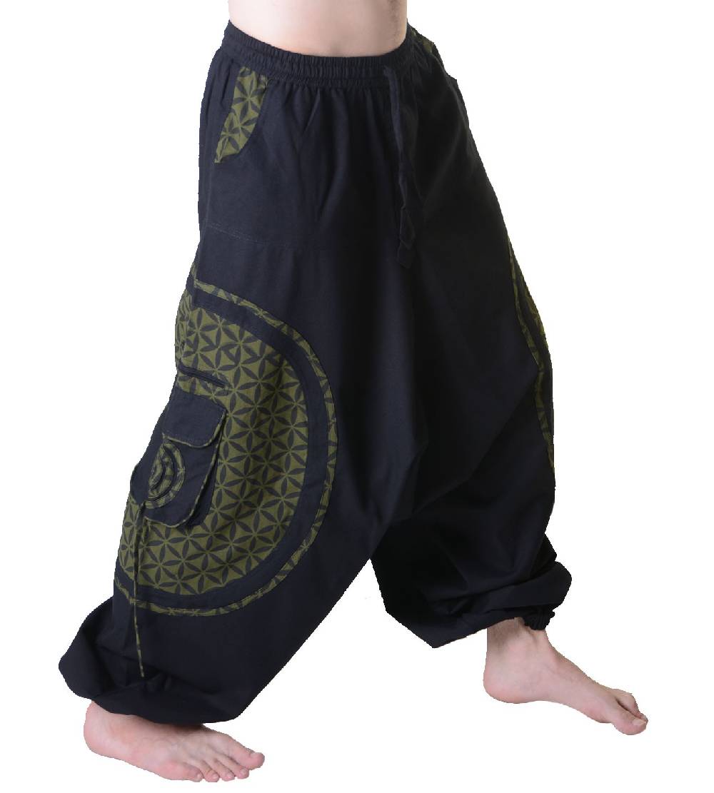 Kunst Und Magie Kunst und Magie Trendige Haremshose bunte Muster Goa Hippie Hose Blume des Lebens Begrenztes Angebot