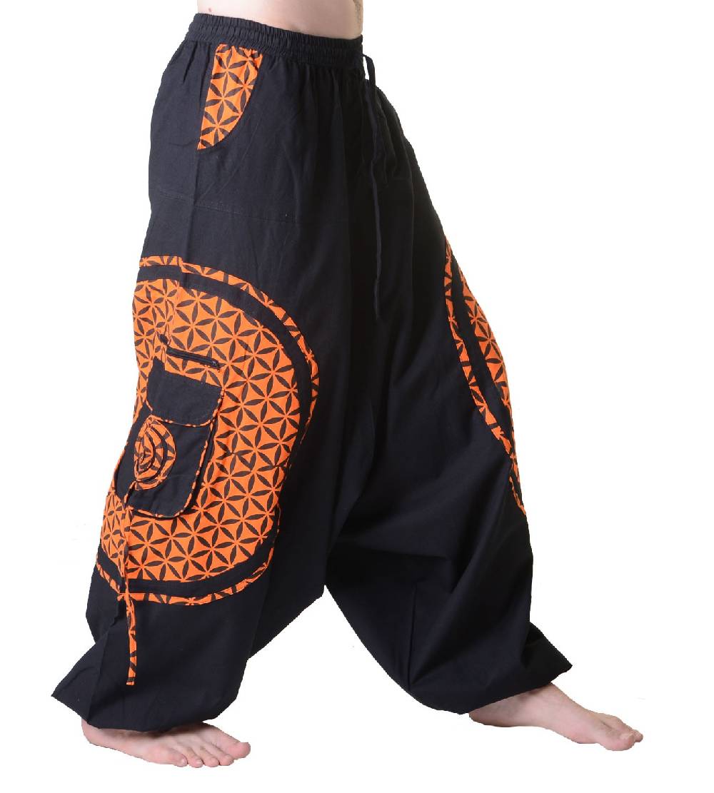 Kunst Und Magie Kunst und Magie Trendige Haremshose bunte Muster Goa Hippie Hose Blume des Lebens Begrenztes Angebot