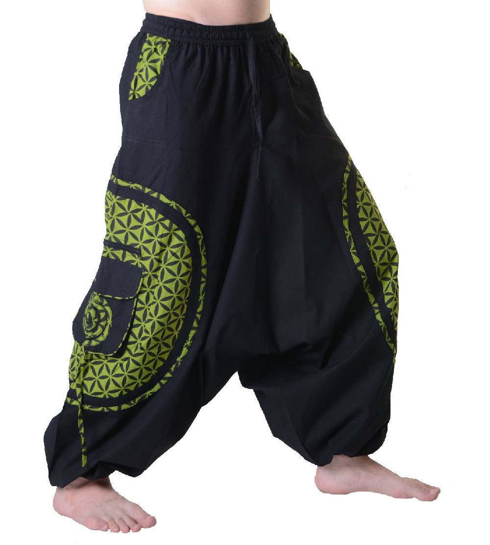 Kunst Und Magie Kunst und Magie Trendige Haremshose bunte Muster Goa Hippie Hose Blume des Lebens Begrenztes Angebot