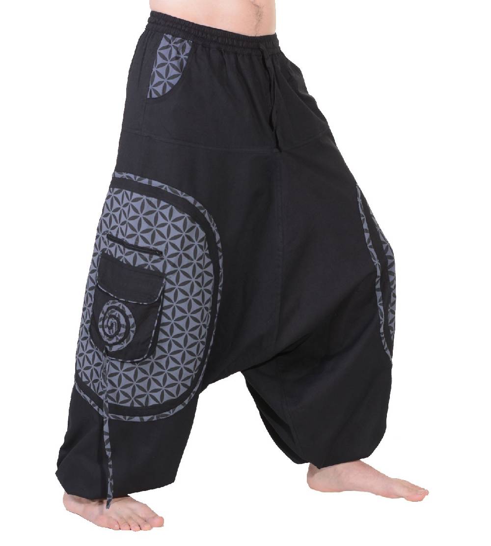 Kunst Und Magie Kunst und Magie Trendige Haremshose bunte Muster Goa Hippie Hose Blume des Lebens Begrenztes Angebot