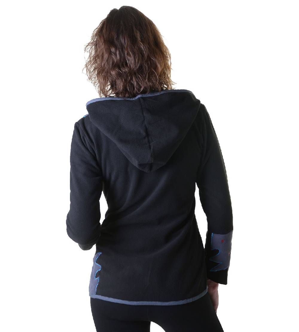 Kunst Und Magie Damen Hippie Fleecejacke "The Tree" mit Kapuze und bunten Herbst-Mustern Saisonschlussverkauf