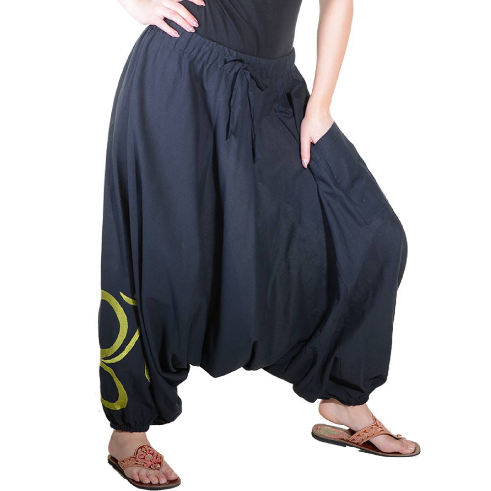Kunst Und Magie Kunst und Magie Damen Hippie OM Haremshose Pluderhose Baumwolle Aladinhose Black Friday