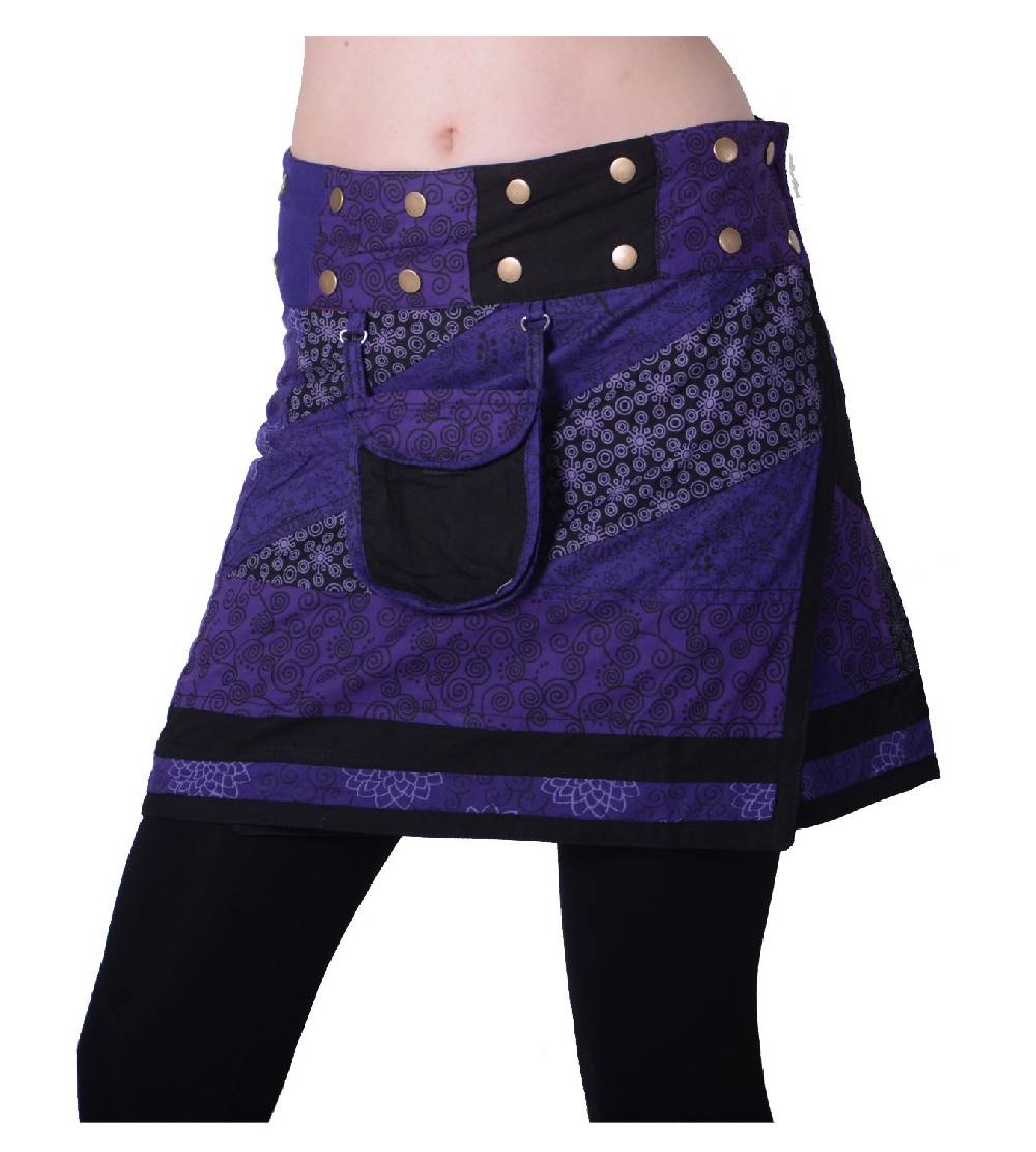 Kunst Und Magie Wunderschöner sommerlicher Wickelrock Minirock Cacheur mit kleiner Tasche ideal für das nächste Festival Goa Hippie Rock Weihnachtsangebot