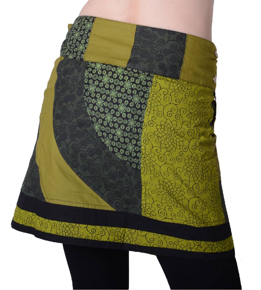 Kunst Und Magie Wunderschöner sommerlicher Wickelrock Minirock Cacheur mit kleiner Tasche ideal für das nächste Festival Goa Hippie Rock Weihnachtsangebot