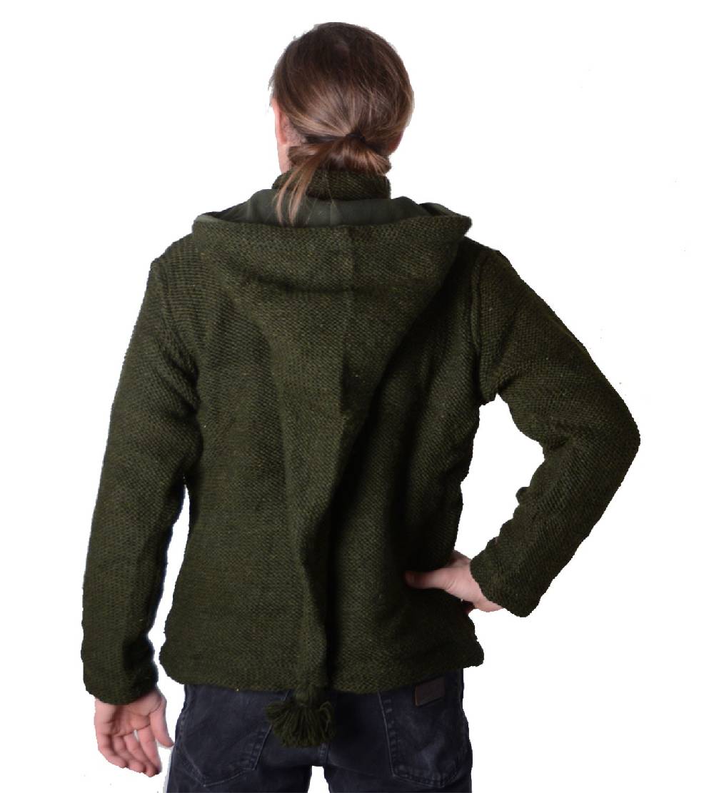 Kunst Und Magie Baja Herren-Strickjacke mit Fleecefutter und Zipfelkapuze Poncho Goa Hippie Blitzangebot
