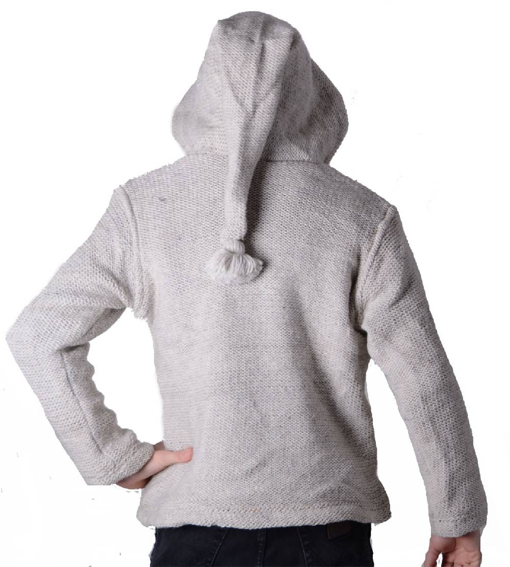 Kunst Und Magie Baja Herren-Strickjacke mit Fleecefutter und Zipfelkapuze Poncho Goa Hippie Blitzangebot