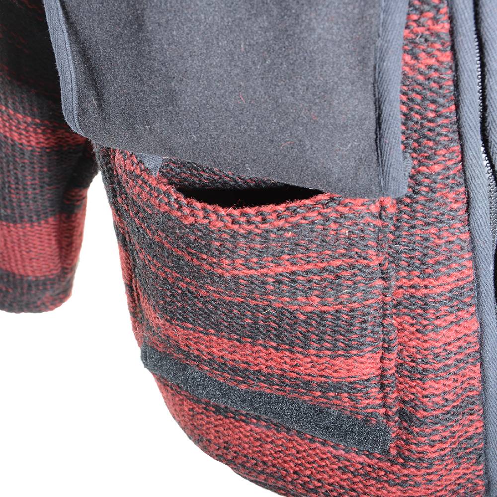 Kunst Und Magie Damen Wolljacke Hippie Goa Strickjacke mit Fleecefutter und Kapuze Schwarz/Rot Kauf eins, bekomm eins gratis