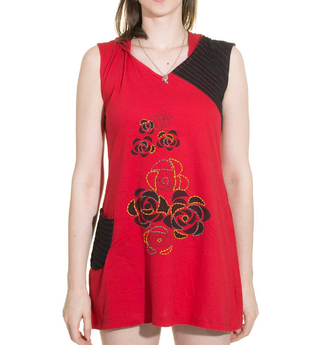 Kunst Und Magie Minikleid Longshirt Tunika Hippie Sommerkleid mit Zipfelkapuze Kostenlose Rückgabe