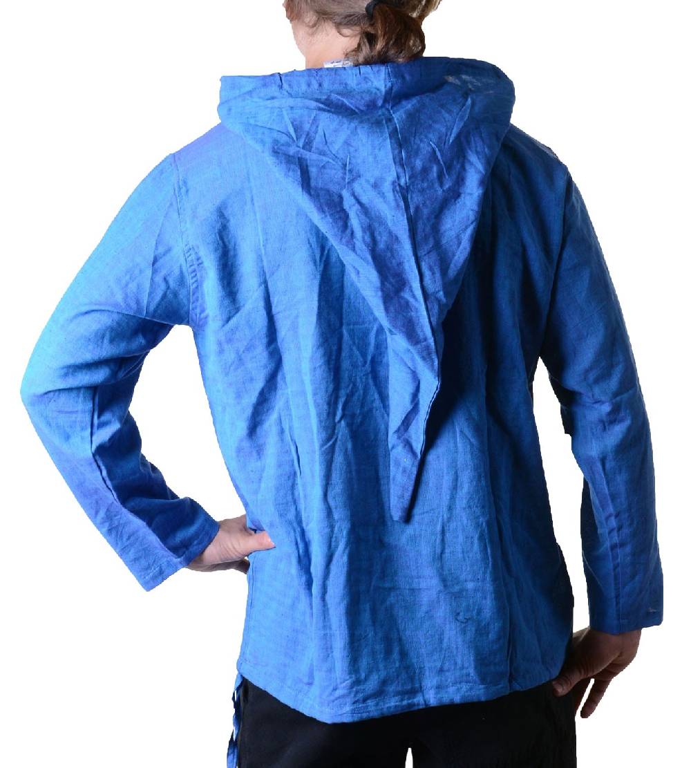 Kunst Und Magie Nepal Fischerhemd Kurtha Einfarbig Hemd Poncho Mittelalter mit Zipfelkapuze JETZT KAUFEN