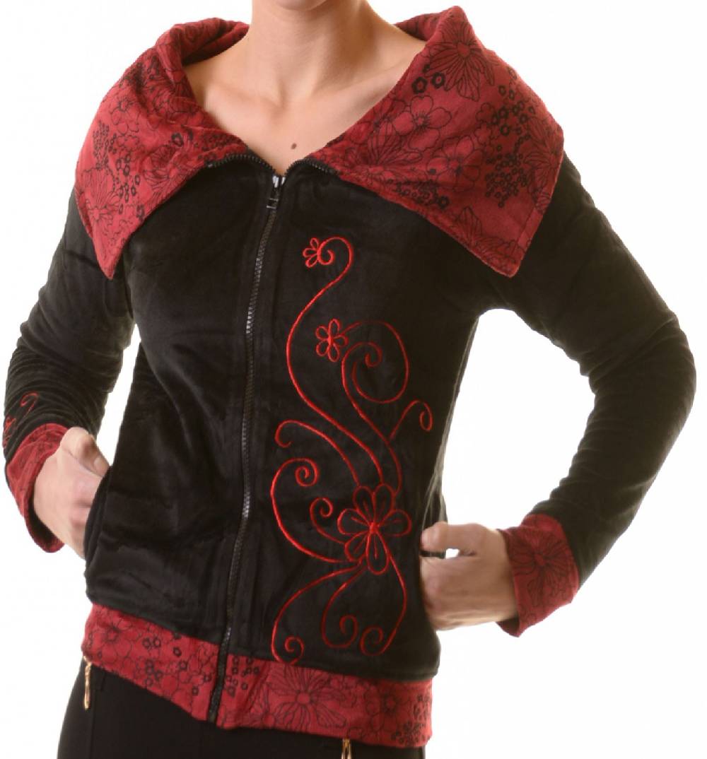 Kunst Und Magie Boho Ethno Jacke mit Rollkragen aus Samt Zeitbegrenzte Promotion