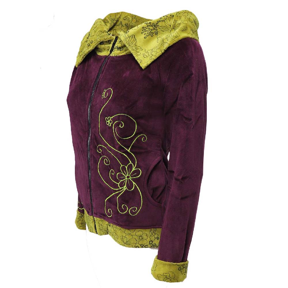 Kunst Und Magie Boho Ethno Jacke mit Rollkragen aus Samt Zeitbegrenzte Promotion