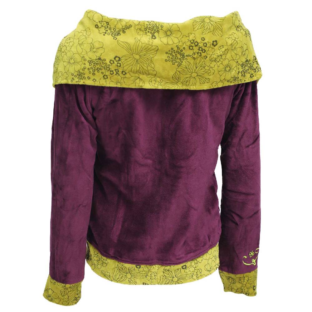 Kunst Und Magie Boho Ethno Jacke mit Rollkragen aus Samt Zeitbegrenzte Promotion