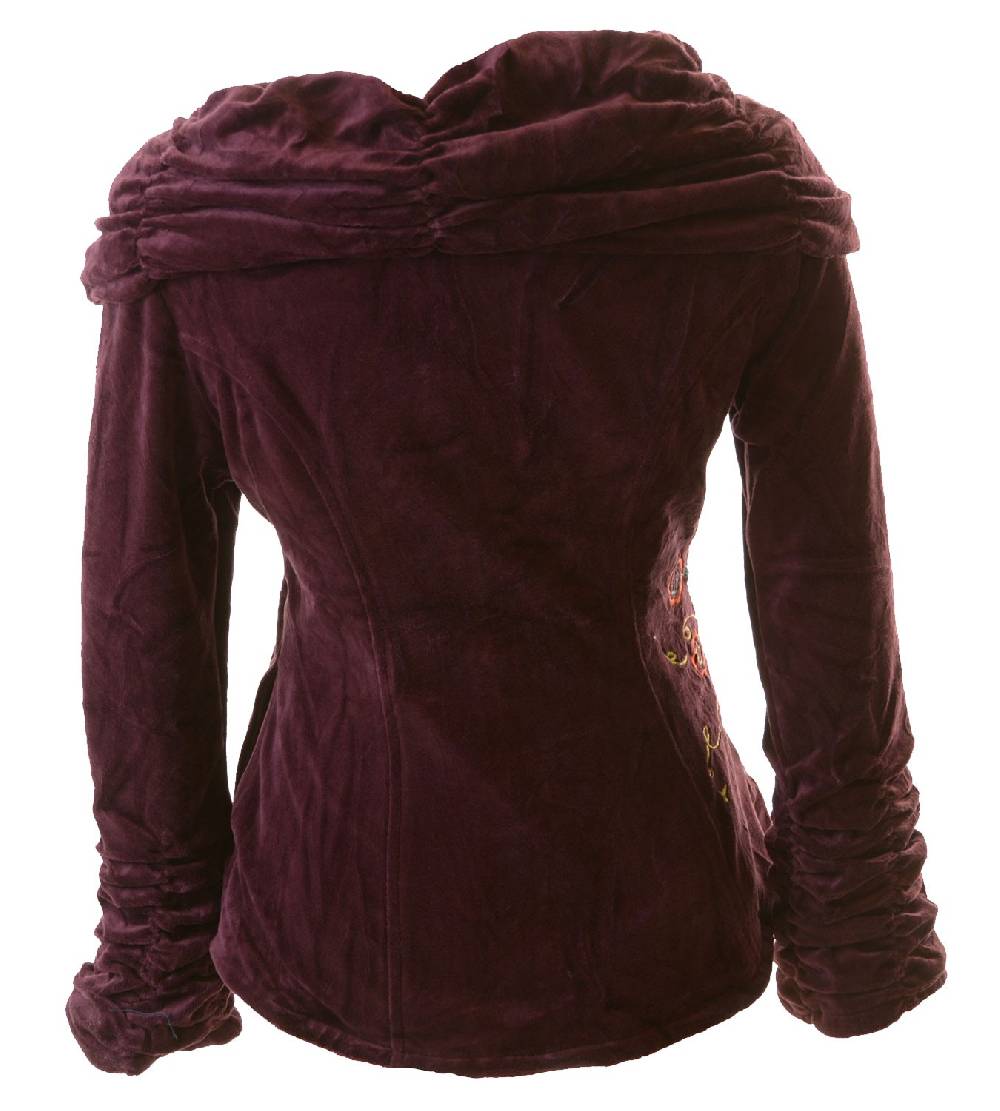Kunst Und Magie Boho Ethno Jacke mit Rollkragen aus Samt Nur für heute