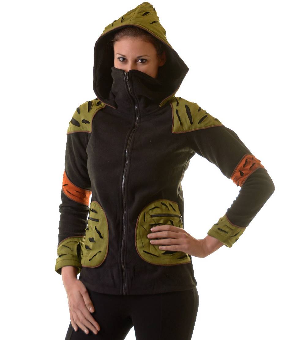 Kunst Und Magie Elfenhafte Fleece Jacke mit Cutwork Patches Goa Psy Hippie Fraggle Sonderangebot der Fabrik