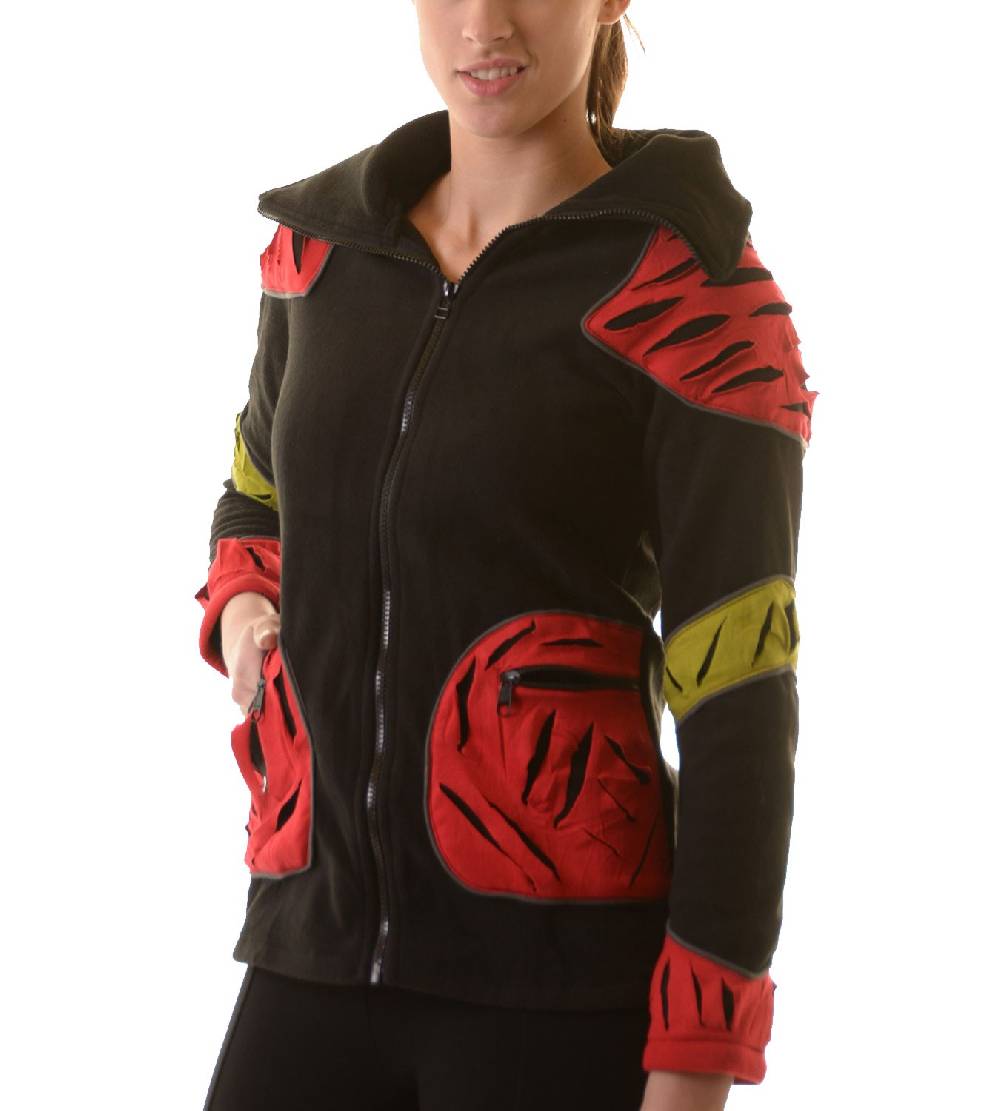Kunst Und Magie Elfenhafte Fleece Jacke mit Cutwork Patches Goa Psy Hippie Fraggle Sonderangebot der Fabrik