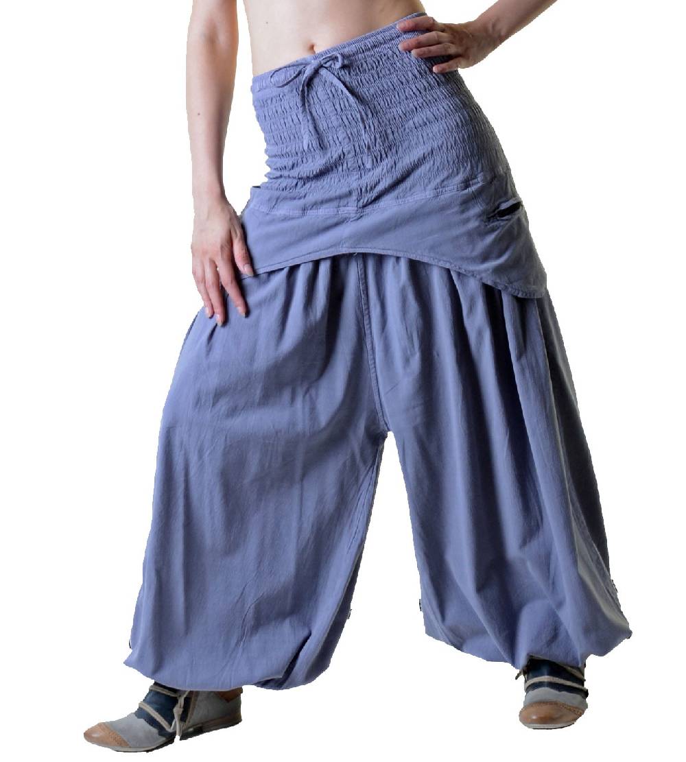 Kunst Und Magie Damen Hose Haremshose praktische Schürzentaschen Unifarben Vintage Boho Ibiza Im Verkauf