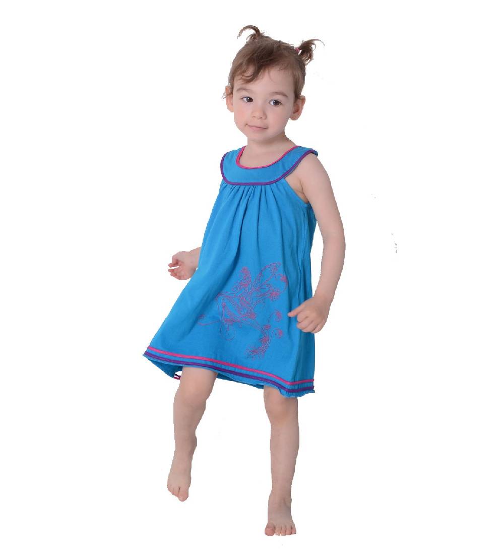 Kunst Und Magie Luftiges Sommerkinderkleid Elfenmotiv mit aufwendiger Stickborte Hippie im Angebot
