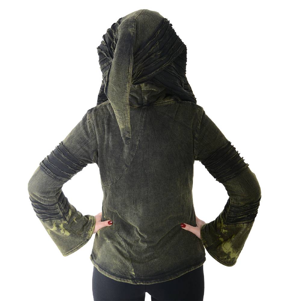 Kunst Und Magie Kunst und Magie Damen Goa Hippie Jacke mit Zipfelkapuze Stonewashed Fleecefutter Fabrik Onlineshop
