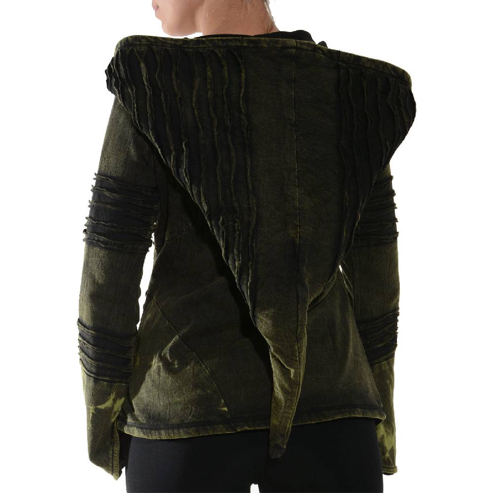 Kunst Und Magie Kunst und Magie Damen Goa Hippie Jacke mit Zipfelkapuze Stonewashed Fleecefutter Fabrik Onlineshop
