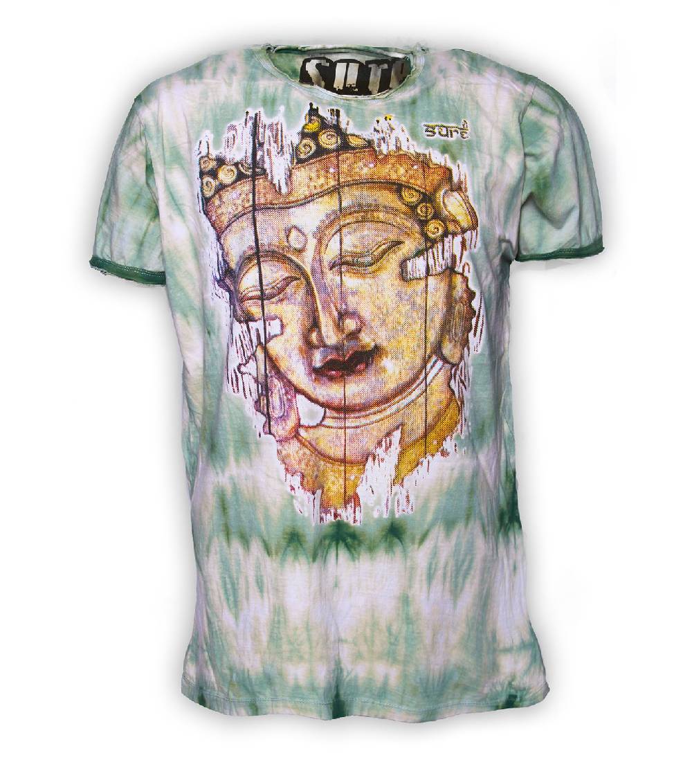 Kunst Und Magie Buntes Sure 70er Retro T-Shirt Buddha im Hippie Batik Look Rabatt