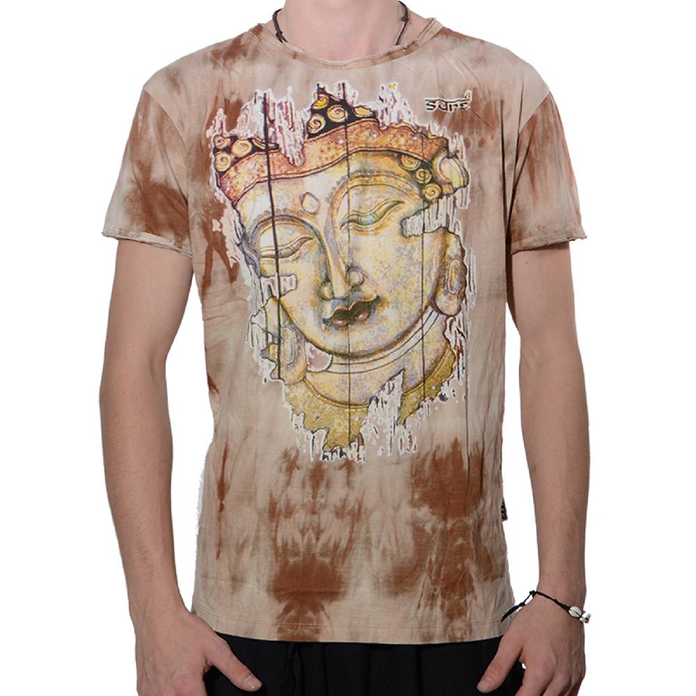 Kunst Und Magie Buntes Sure 70er Retro T-Shirt Buddha im Hippie Batik Look Rabatt