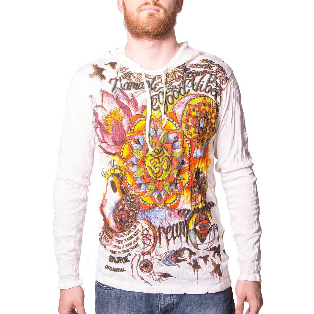 Kunst Und Magie Kunst und Magie Sure Hoody Kapuzen Shirt mit "Om im Lotus" Motiv Versandkostenfrei
