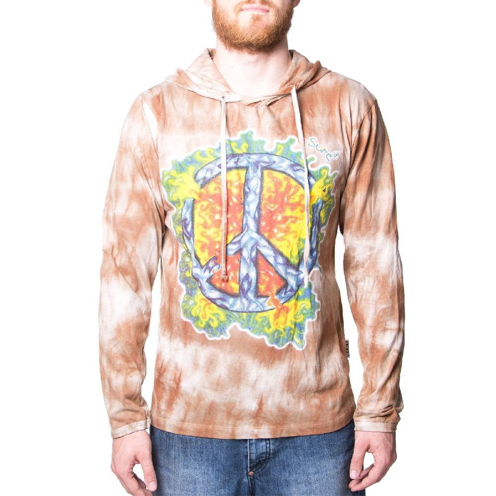 Kunst Und Magie Kunst und Magie Sure Hoody Kapuzen Tie Dye Batik Shirt mit "Peace" Motiv Großer Ausverkauf