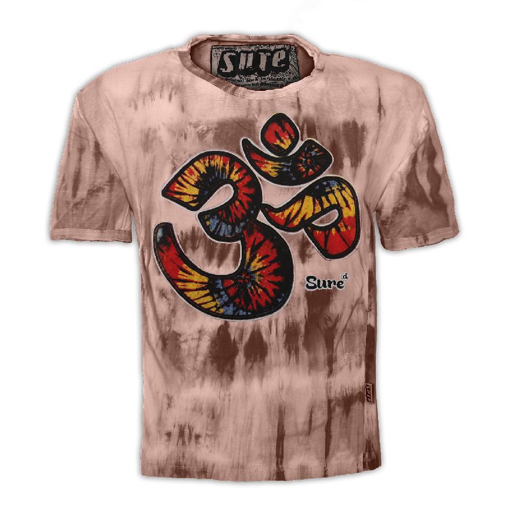 Kunst Und Magie Kunst und Magie Sure Herren Buntes 70er Retro Hippie T-Shirt OM im Batiklook Begrenztes Angebot