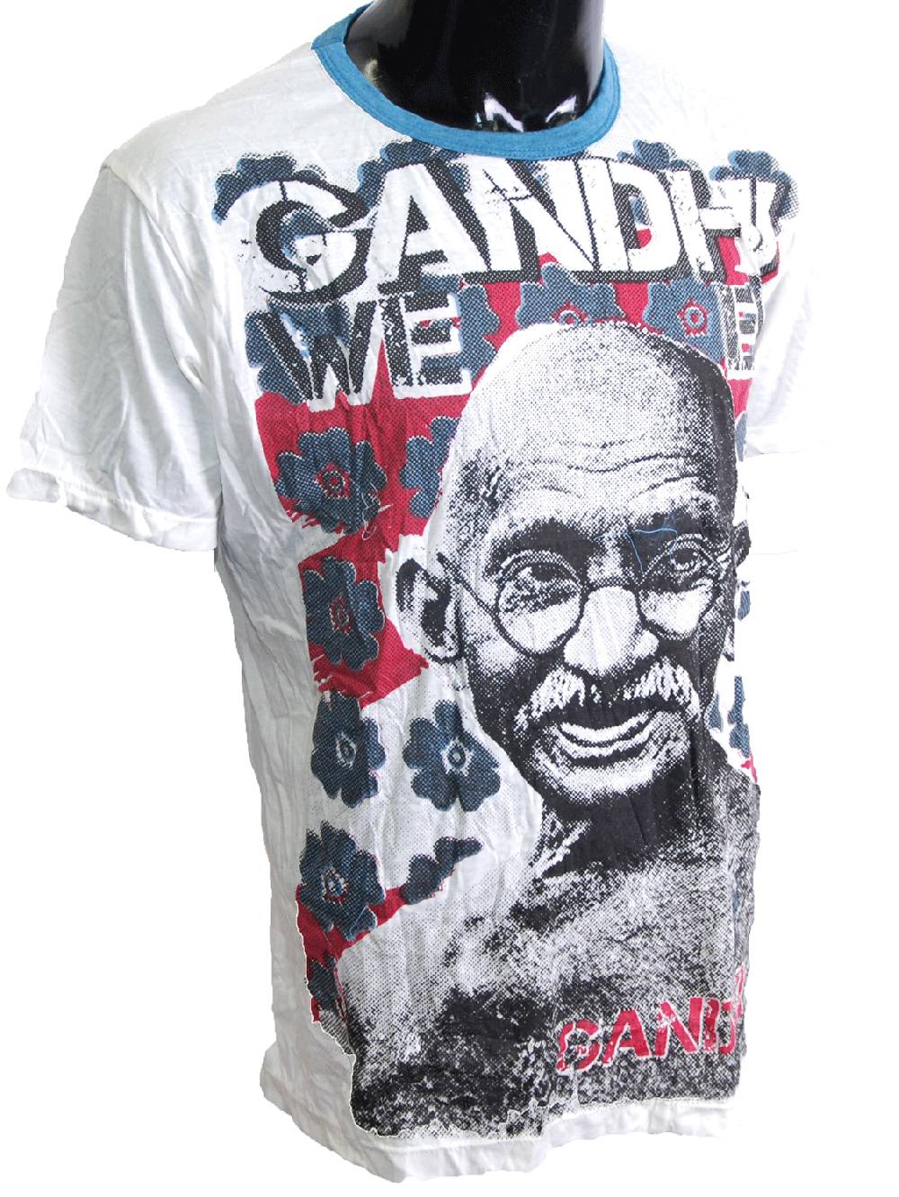 Kunst Und Magie 70er Retro Sure Tattoo T-Shirt Indisch Mahatma Gandhi im Crinkle Look Online Shopping