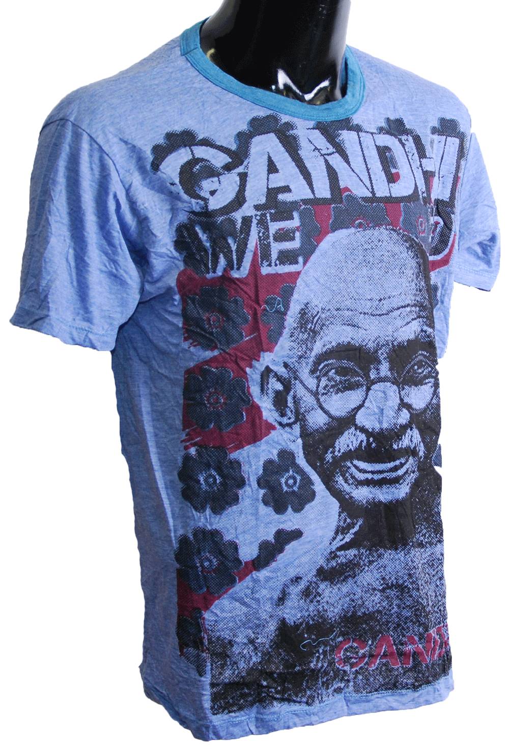 Kunst Und Magie 70er Retro Sure Tattoo T-Shirt Indisch Mahatma Gandhi im Crinkle Look Online Shopping