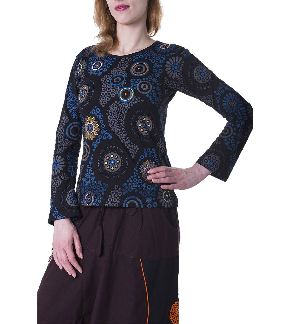 Kunst Und Magie Kunst und Magie Boho Damen Sweater Oberteil mit Stickereien Exklusivangebot