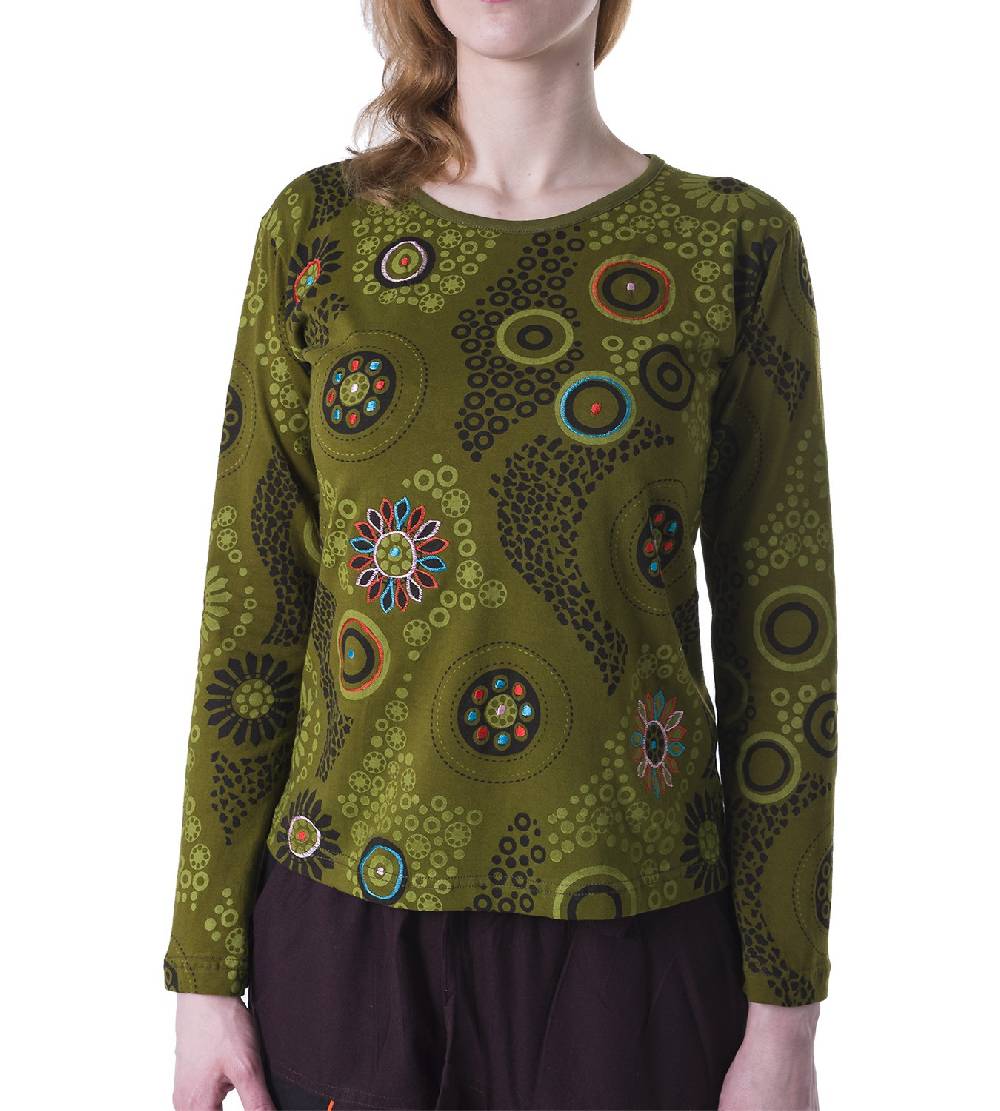Kunst Und Magie Kunst und Magie Boho Damen Sweater Oberteil mit Stickereien Exklusivangebot