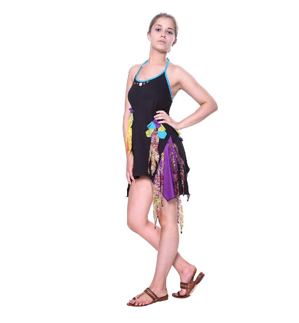 Kunst Und Magie Kunst und Magie Freches Minikleid Longshirt Tunika Hippie Boho Trägerkleid Saisonschlussverkauf