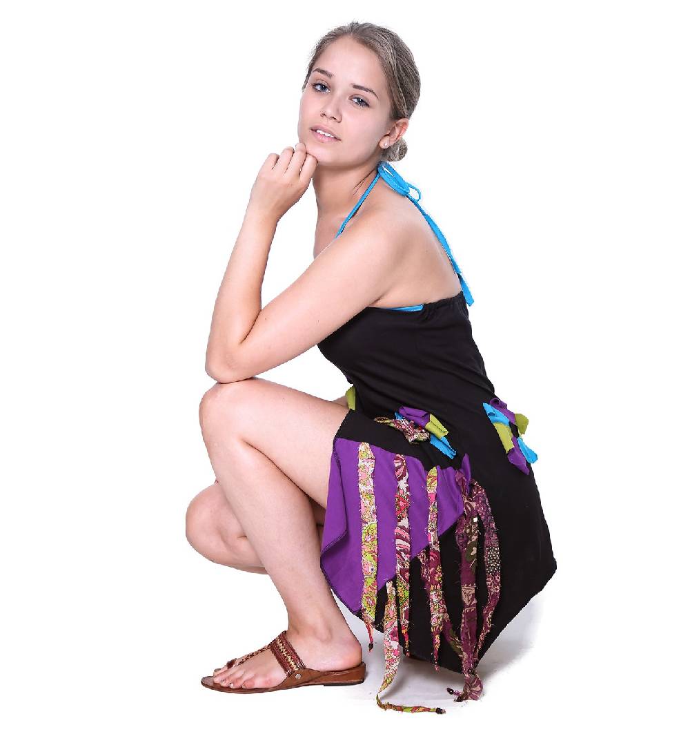 Kunst Und Magie Kunst und Magie Freches Minikleid Longshirt Tunika Hippie Boho Trägerkleid Saisonschlussverkauf
