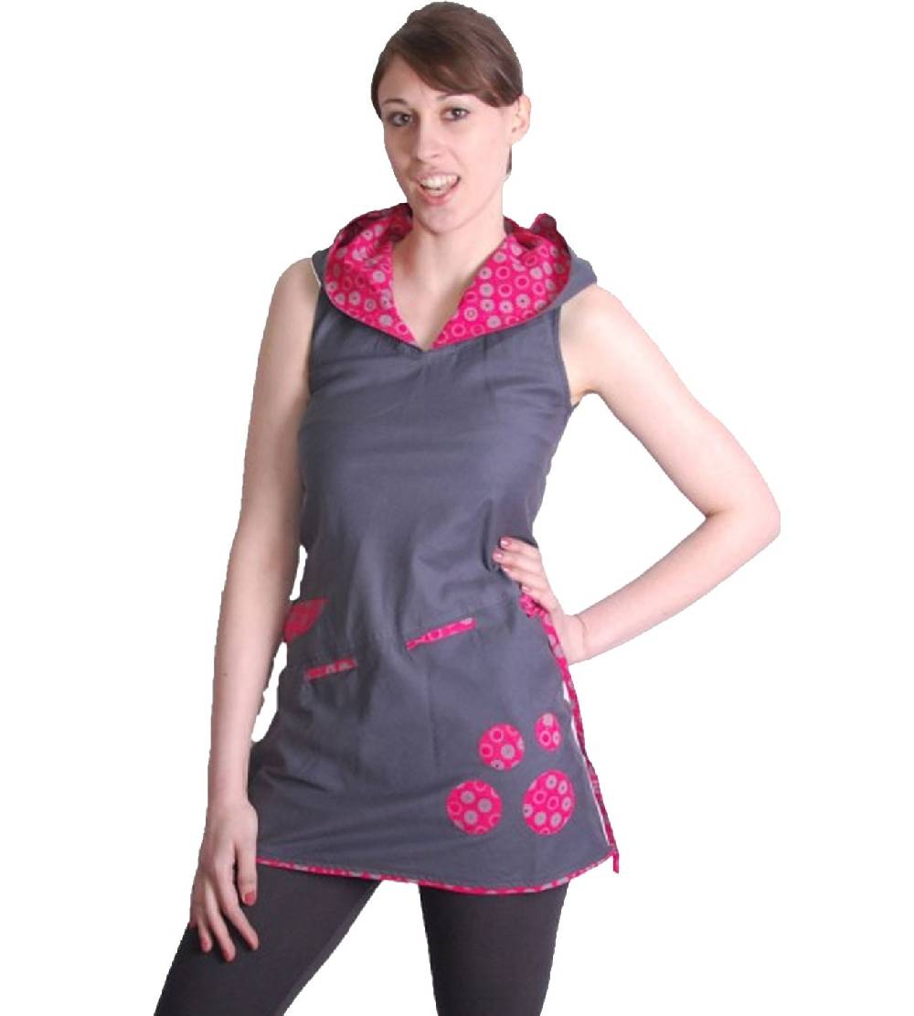 Kunst Und Magie Kunst und Magie Boho Hippie Tunika Oberteil/Minikleid Longshirt mit Kapuze Weihnachtsangebot