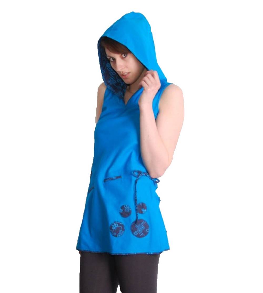 Kunst Und Magie Kunst und Magie Boho Hippie Tunika Oberteil/Minikleid Longshirt mit Kapuze Weihnachtsangebot