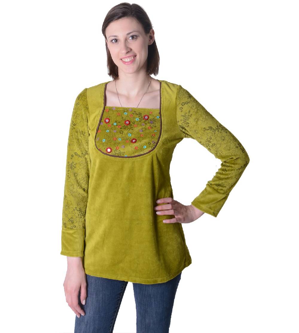 Kunst Und Magie Goa Hippie Samt Oberteil in außergewöhnlichem Design Boho Jubiläumsangebot