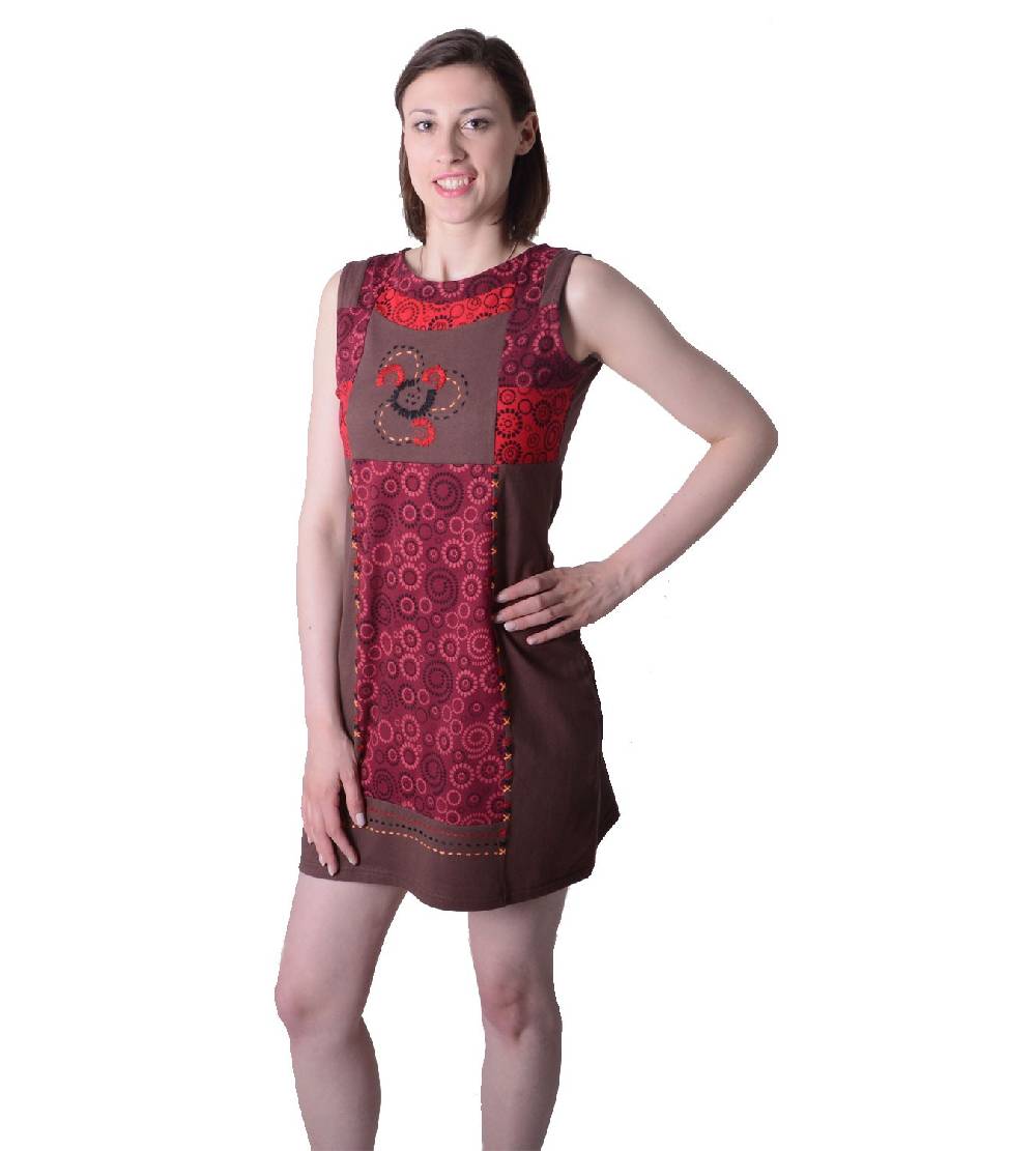 Kunst Und Magie Buntes Hippie Minikleid Sommer im stylischem Blumen-Design Neueste Mode