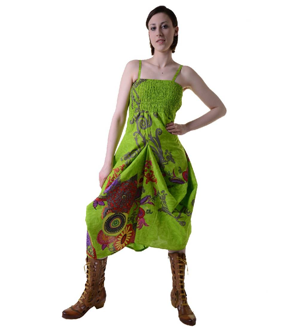 Kunst Und Magie Farbenfrohes Goa Sommerkleid mit trendigen Blumenmustern Online Outlet
