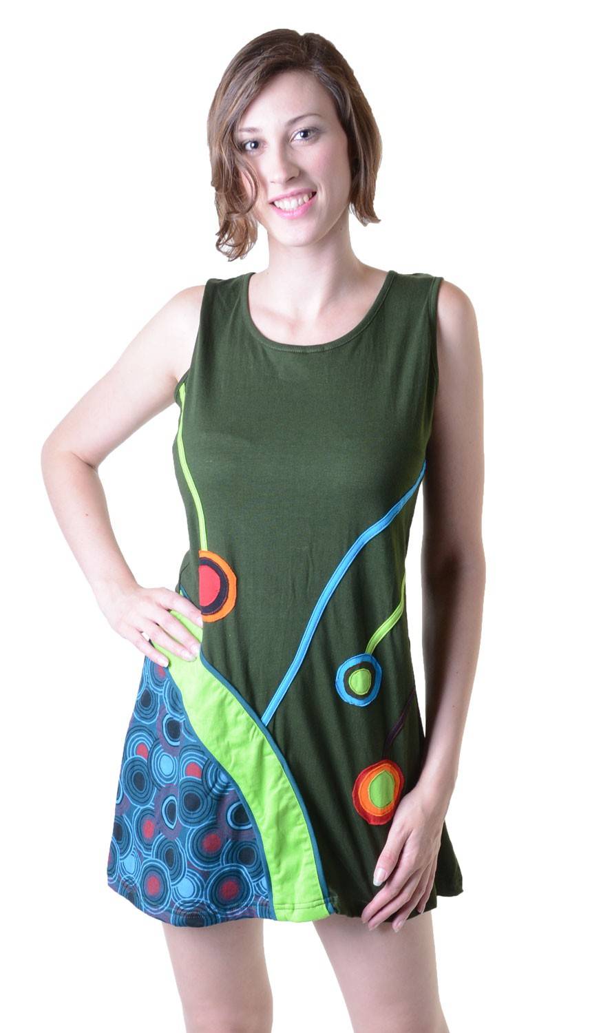 Kunst Und Magie Minikleid Longshirt Tunika Hippie Goa Sommerkleid Patchwork Zeitlich begrenztes Angebot