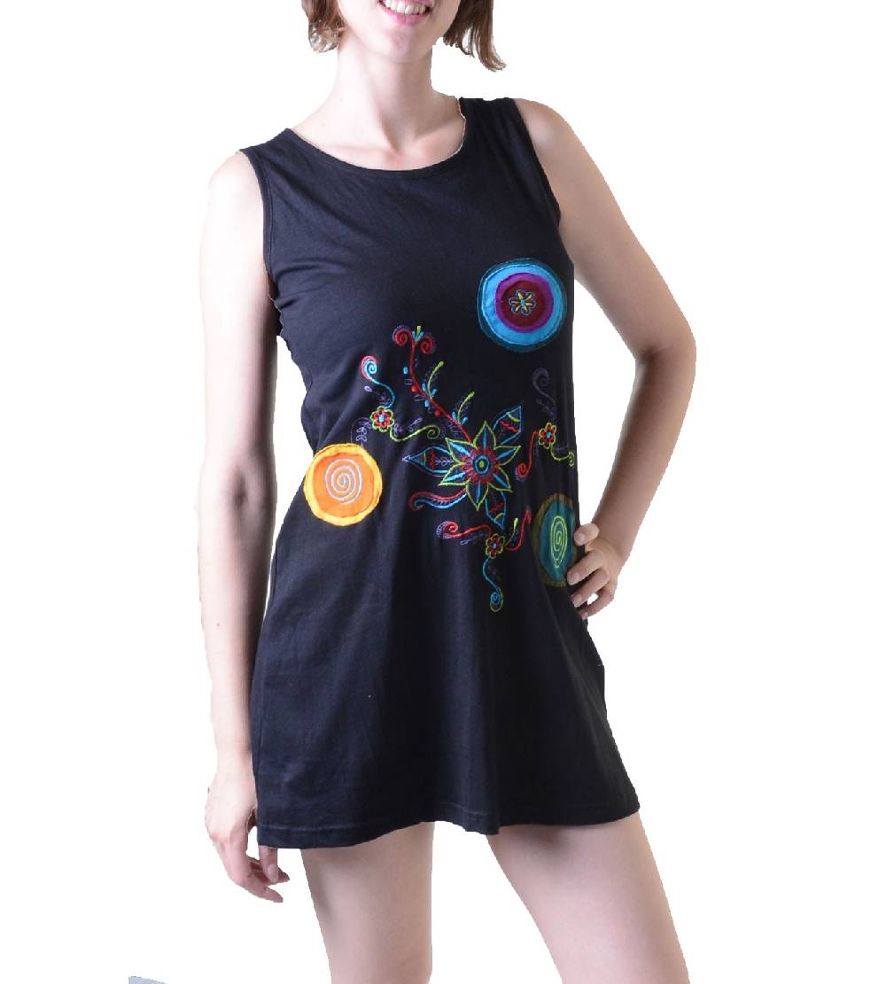 Kunst Und Magie Minikleid Longshirt Tunika Hippie Goa Sommerkleid bestickt Exklusive Angebote