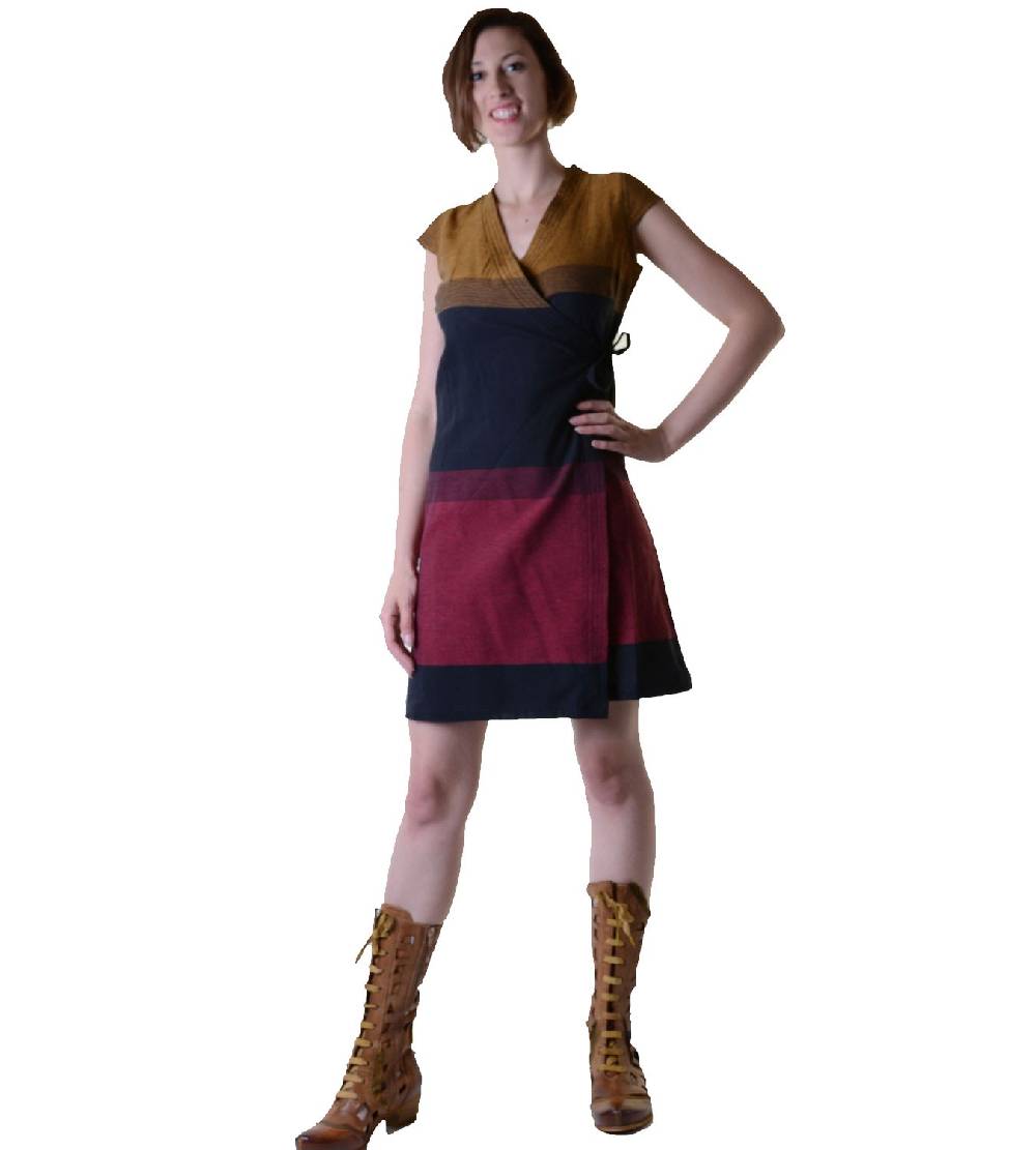 Kunst Und Magie Wickelkleid Tibet Minikleid Tunika Hippie Goa Sommerkleid mehrfarbig Super Sparpreis