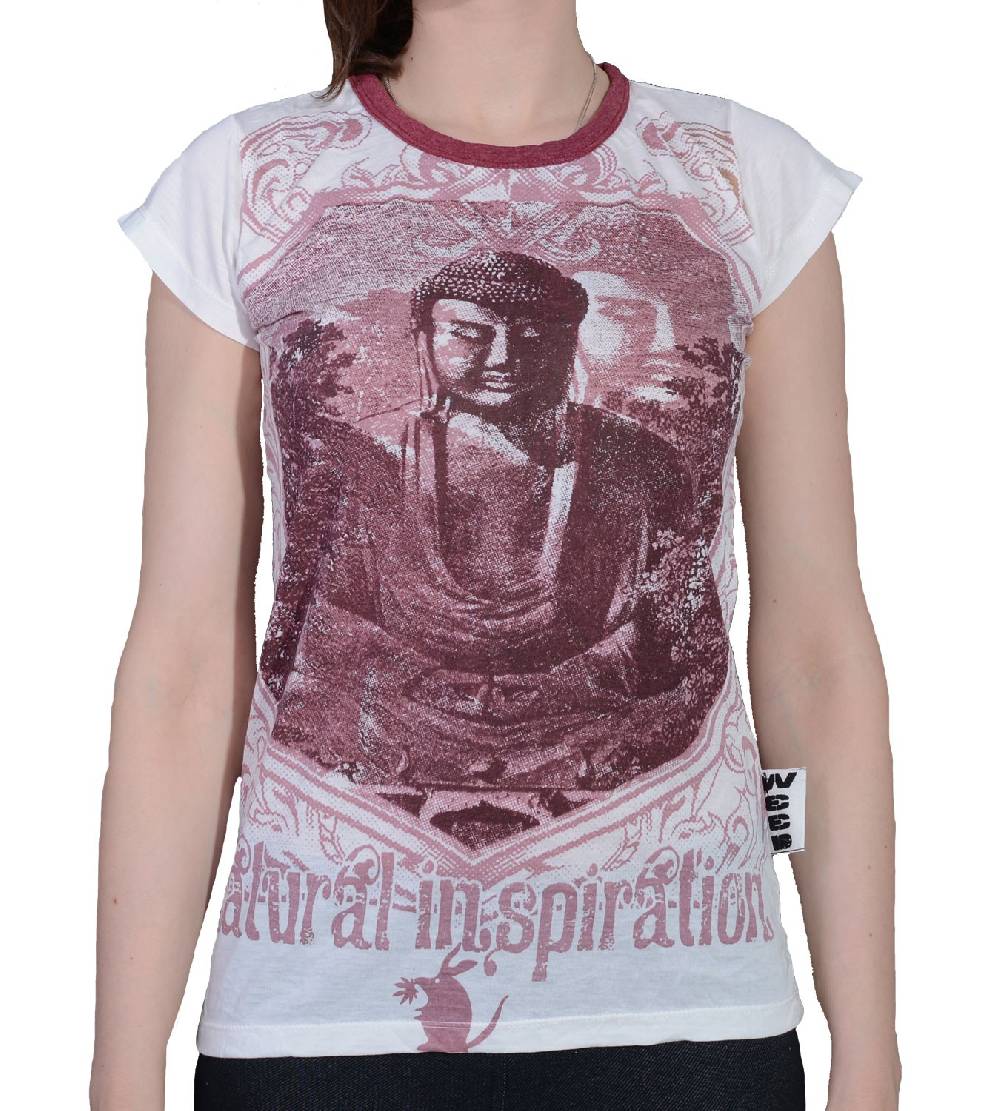 Kunst Und Magie 70er Retro Top Sure Weed Buddha Meditation Girlie T-Shirt im Knitter Look Zeitbegrenzte Promotion