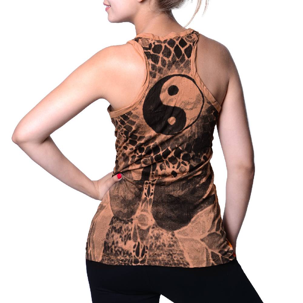 Kunst Und Magie Kunst und Magie Sure Damen Ying Yang 70er Retro Trägertop T-Shirt Tank-Top Hippie Goa Bis zu 50% Rabatt