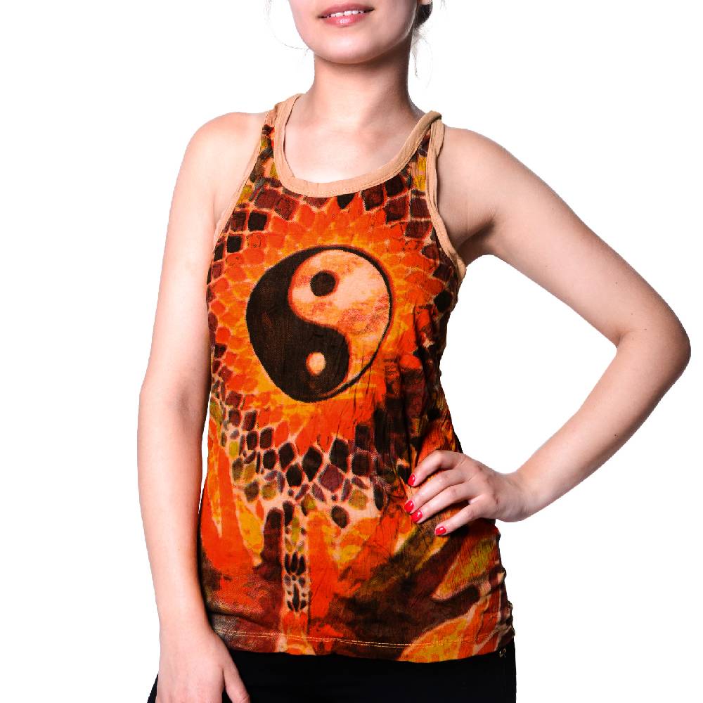 Kunst Und Magie Kunst und Magie Sure Damen Ying Yang 70er Retro Trägertop T-Shirt Tank-Top Hippie Goa Bis zu 50% Rabatt